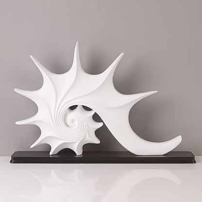 AureliaShell | Luxe Blauw & Goud Hars Schelp Sculptuur - Fantasie Kustdecoratie