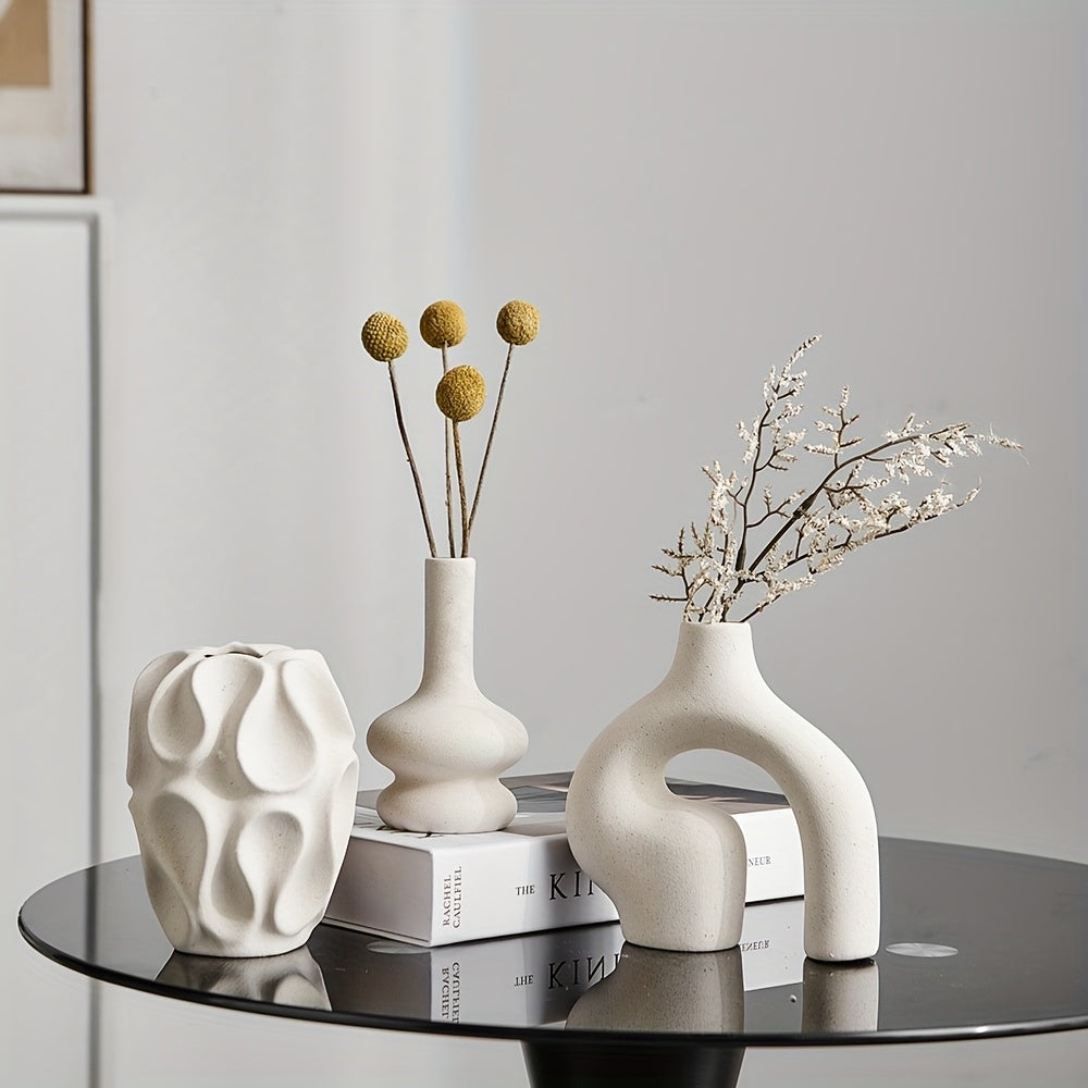 VasaForm | 3-delige Boho keramische vaasset – Moderne Scandinavische minimalistische woondecoratie