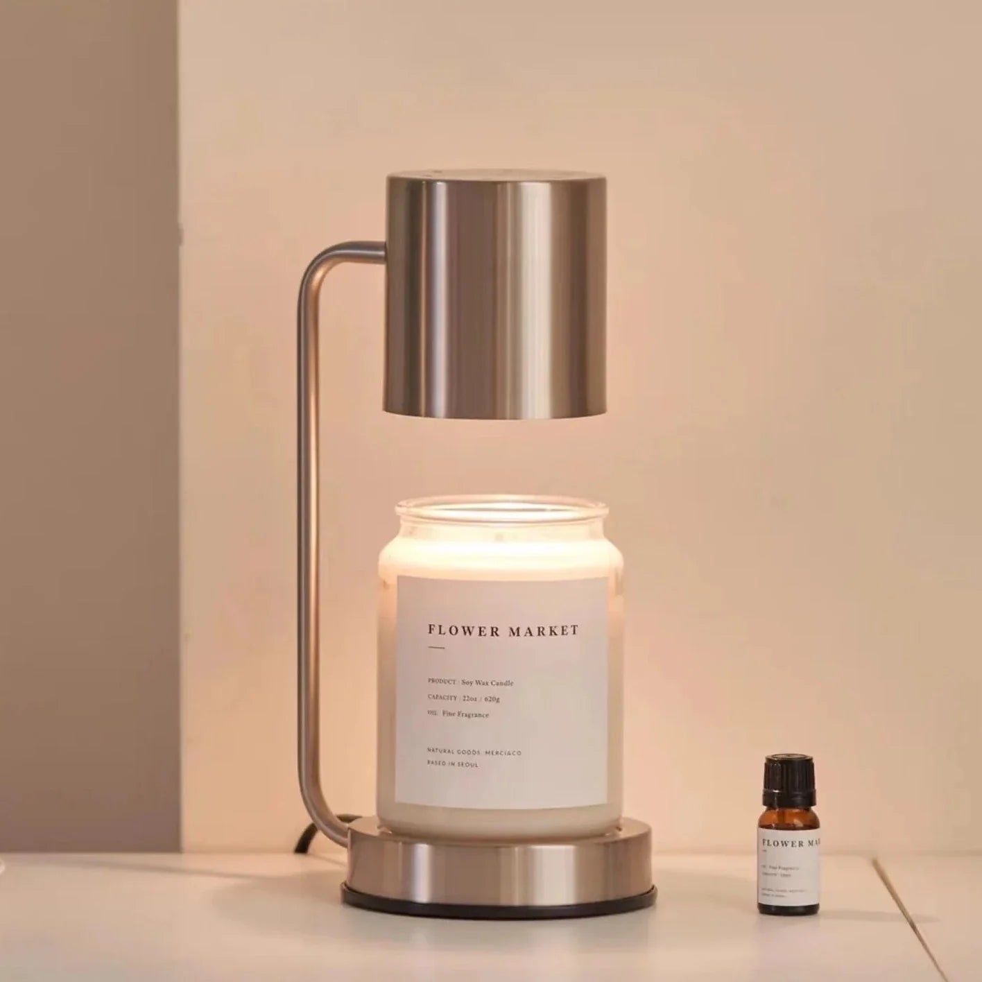 CalmFlame | Minimalistische dimbare kaarsverwarmer - Stijlvolle metalen kaarsverwarmer voor thuis, veilig en instelbaar licht