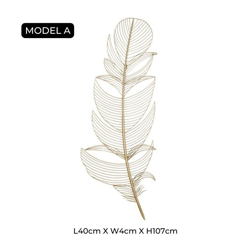 PlumeArt | Decoratieve ijzeren veer muurkunst - Elegante metalen ambachtelijke muurdecoratie