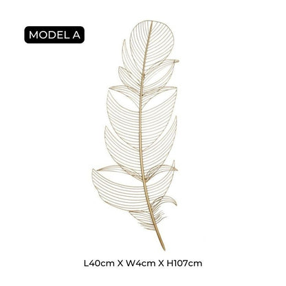 PlumeArt | Decoratieve ijzeren veer muurkunst - Elegante metalen ambachtelijke muurdecoratie