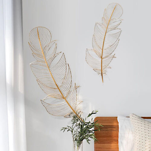 PlumeArt | Decoratieve ijzeren veer muurkunst - Elegante metalen ambachtelijke muurdecoratie