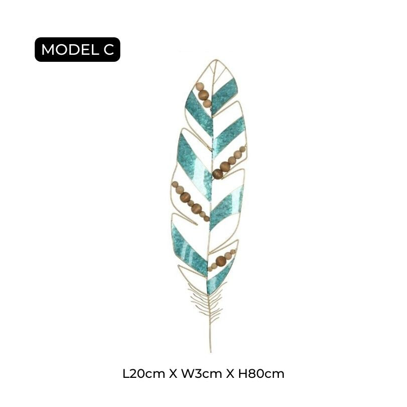 PlumeArt | Decoratieve ijzeren veer muurkunst - Elegante metalen ambachtelijke muurdecoratie