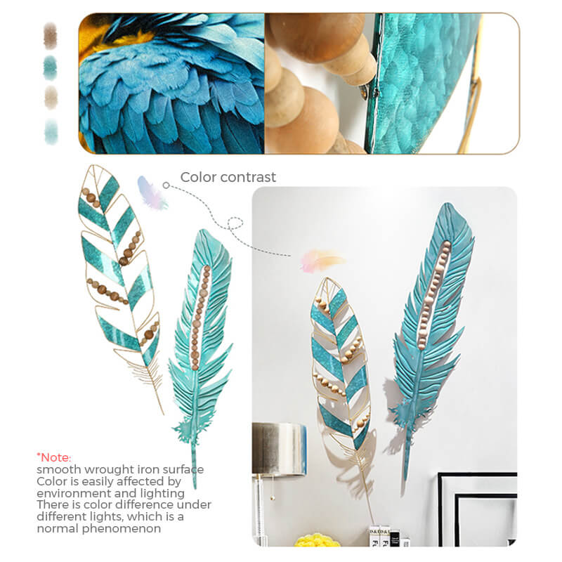 PlumeArt | Decoratieve ijzeren veer muurkunst - Elegante metalen ambachtelijke muurdecoratie