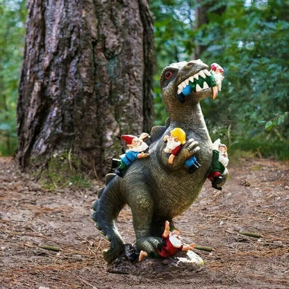 Gnomasaur | Dinosaurus tuinkabouter eter - Grappig buiten tuindecor hars beeldje