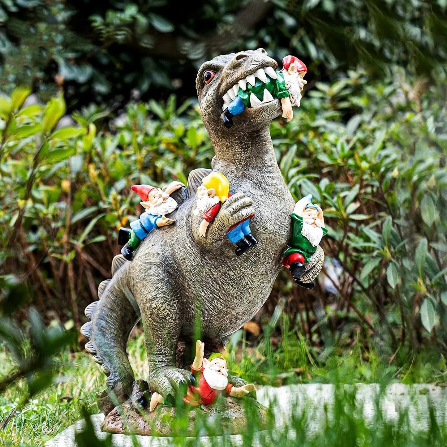 Gnomasaur | Dinosaurus tuinkabouter eter - Grappig buiten tuindecor hars beeldje