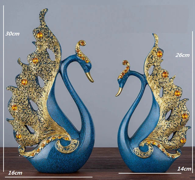 SwanElara | Luxe Gouden Zwaan Beeldjes - Elegant Romantisch Decor voor Paar, Gouden Accent Sculptuur