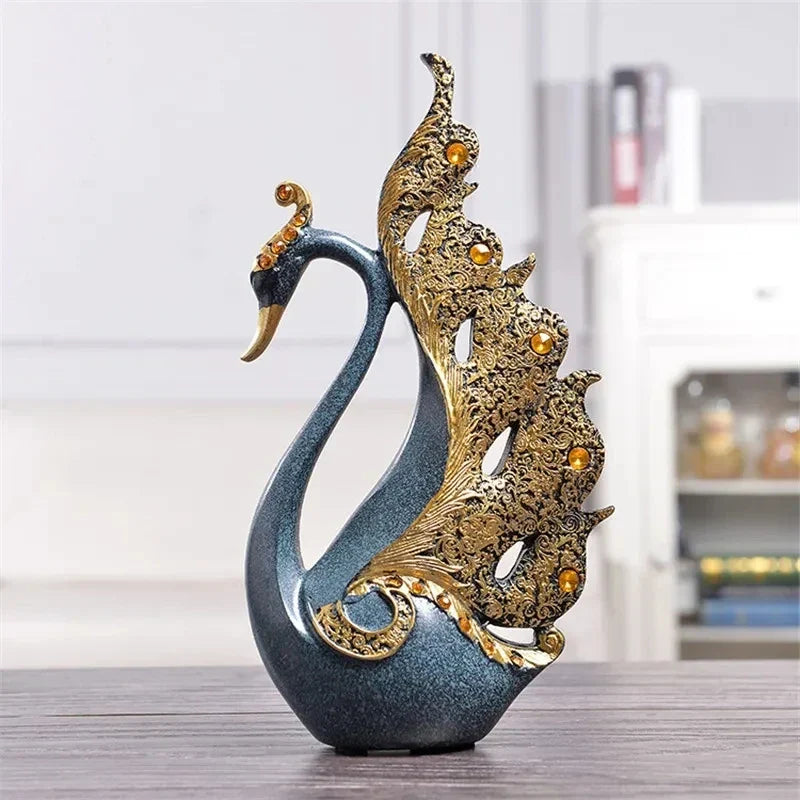 SwanElara | Luxe Gouden Zwaan Beeldjes - Elegant Romantisch Decor voor Paar, Gouden Accent Sculptuur
