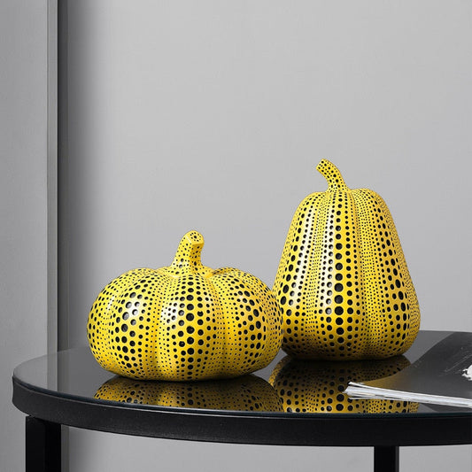 Gourmoda | Polka dot pompoen sculptuur - Yayoi Kusama stijl moderne kunst decor