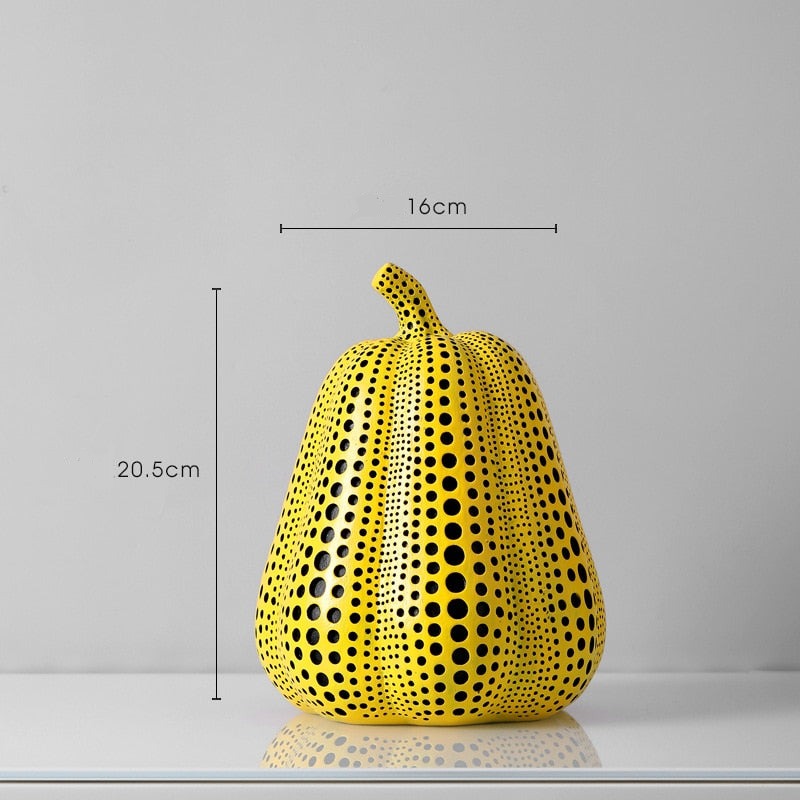 Gourmoda | Polka dot pompoen sculptuur - Yayoi Kusama stijl moderne kunst decor