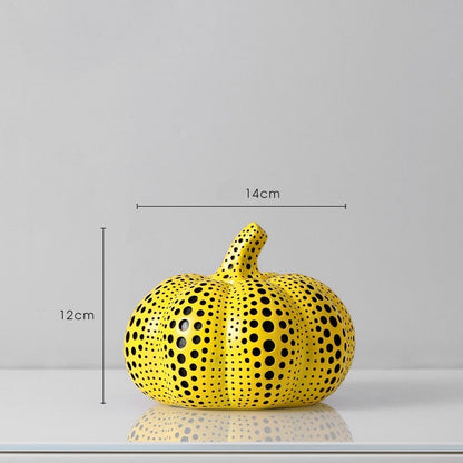 Gourmoda | Polka dot pompoen sculptuur - Yayoi Kusama stijl moderne kunst decor