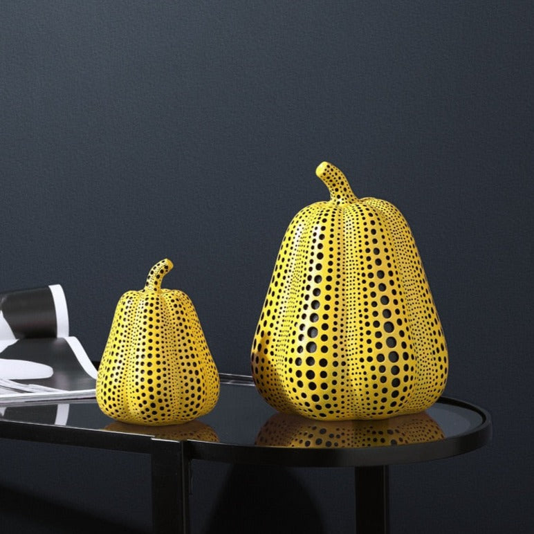 Gourmoda | Polka dot pompoen sculptuur - Yayoi Kusama stijl moderne kunst decor