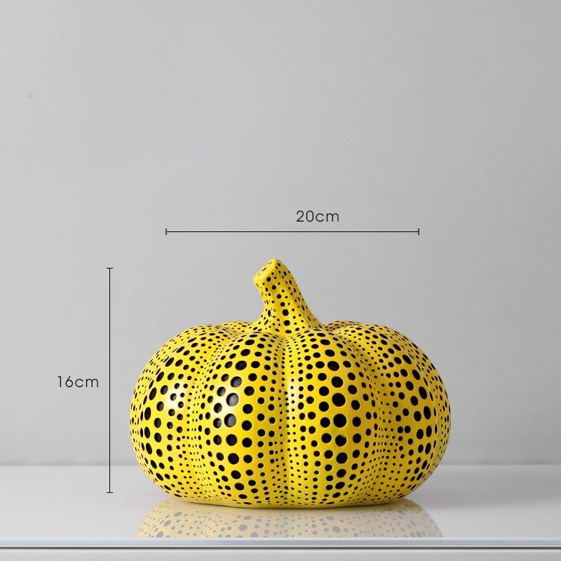 Gourmoda | Polka dot pompoen sculptuur - Yayoi Kusama stijl moderne kunst decor