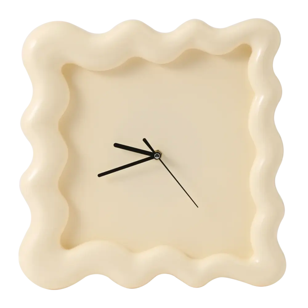 SweetHour | Biscuitvormige wandklok – Crème, uniek ontwerp, moderne decoratieve klok