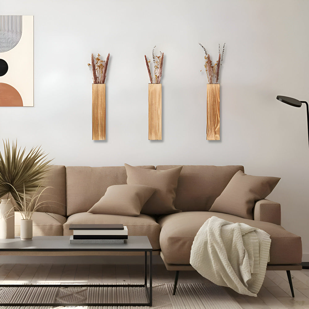 Nysaelle - Houten Wandvaas | Rechthoekig Plantenrek 30 cm