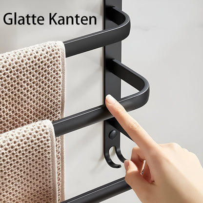 HangEase | 3-laags ruimtebesparende wandhanddoekhouder - aluminium badkamer organizer