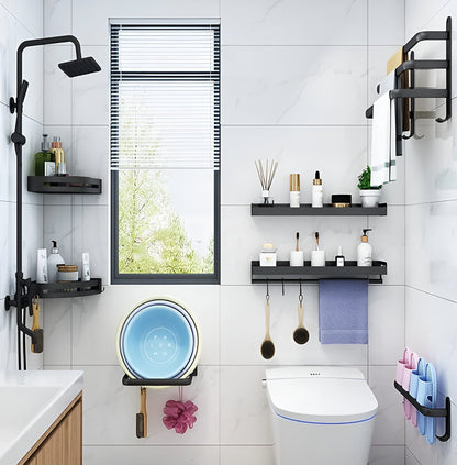 HangEase | 3-laags ruimtebesparende wandhanddoekhouder - aluminium badkamer organizer