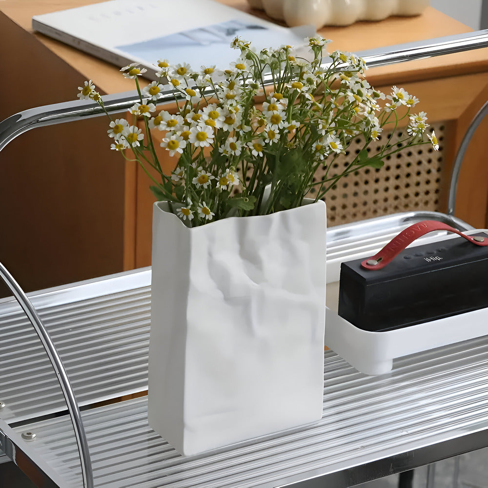 Celorie - Moderne Keramieken Vaas in Papieren Zak Look