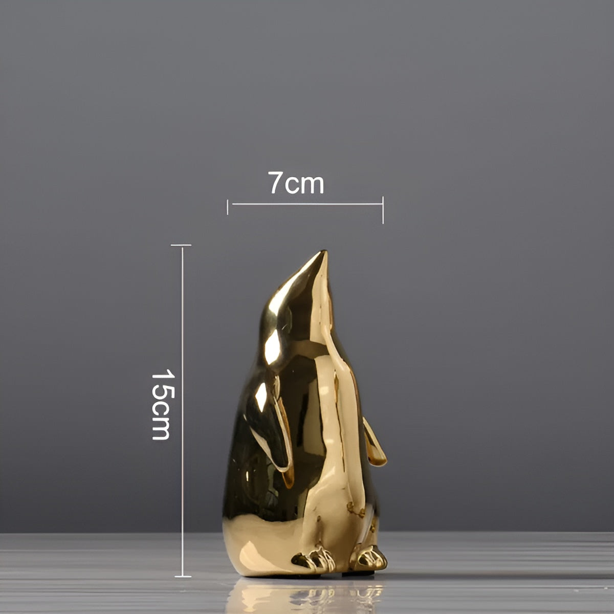 GoldenWaddle | Gouden keramische pinguïn sculptuur – Modern woondecoratiebeeldje, elegant decoratief beeldje