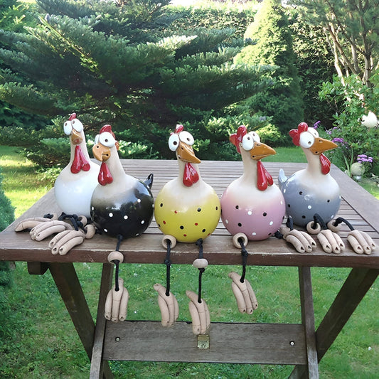 Cluckoo | Eigenzinnig tuinornament met kippen - Weerbestendig boerderijdierbeeldje