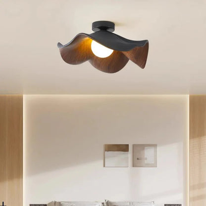 Scandinavische houten Lotus plafondlamp van hars