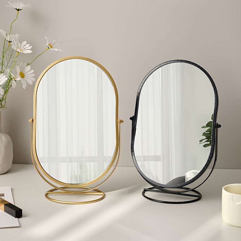 LumiSpin | Draagbare, roterende make-upspiegel - 360° verstelbaar, tweezijdige, compacte make-upspiegel voor op reis