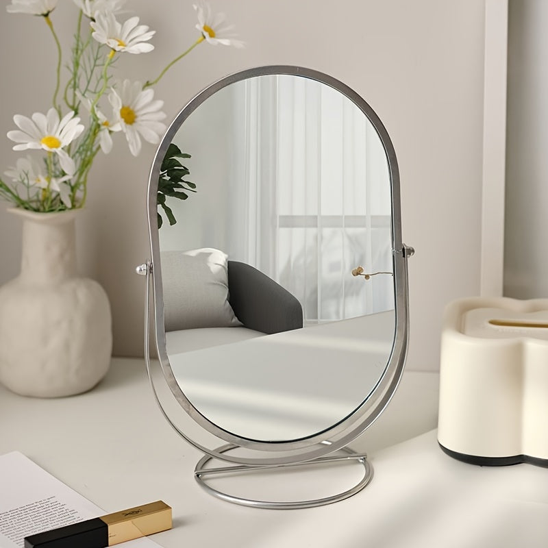 LumiSpin | Draagbare, roterende make-upspiegel - 360° verstelbaar, tweezijdige, compacte make-upspiegel voor op reis