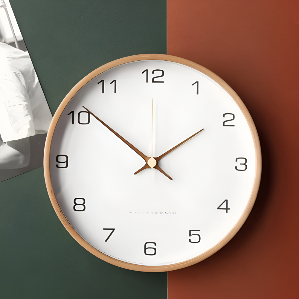 CircleHour | Klassieke ronde wandklok van 25 cm – Woondecoratie voor woonkamer en slaapkamer