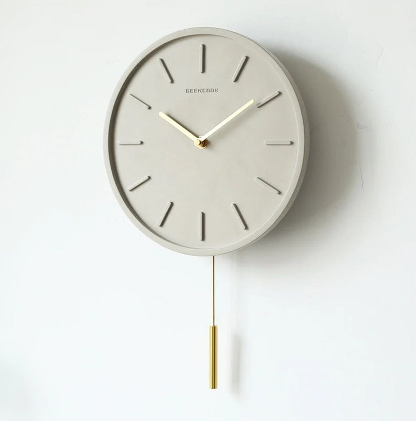 NordTime | Scandinavische cementen wandklok – minimalistische moderne woondecoratie