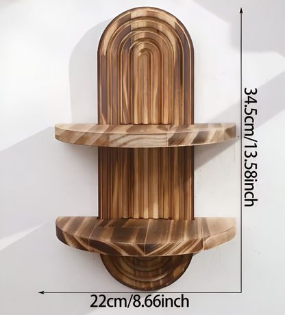 TimberGrid | Geometrische houten wandplankenset – Rustieke wandopberging en decoratieve display