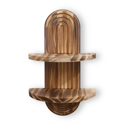 TimberGrid | Geometrische houten wandplankenset – Rustieke wandopberging en decoratieve display