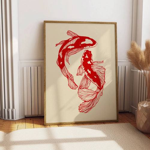 KoiBliss | Japanse Koi vis canvasposter in rood of blauw