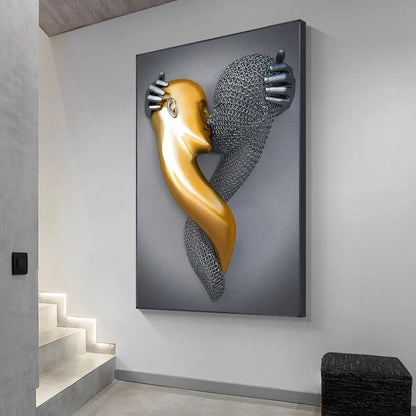 GoldenEmbrace | Abstracte romantische canvasposter