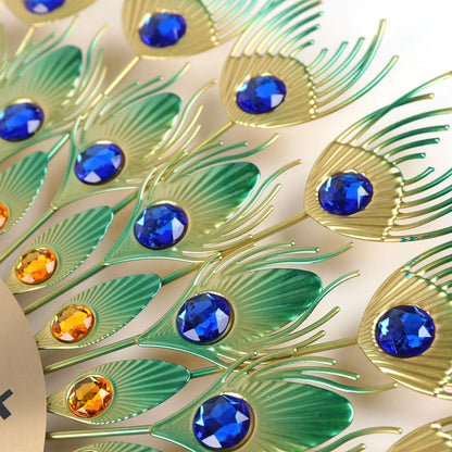 RoyalFeather | Grote Pauw Metalen Wandklok