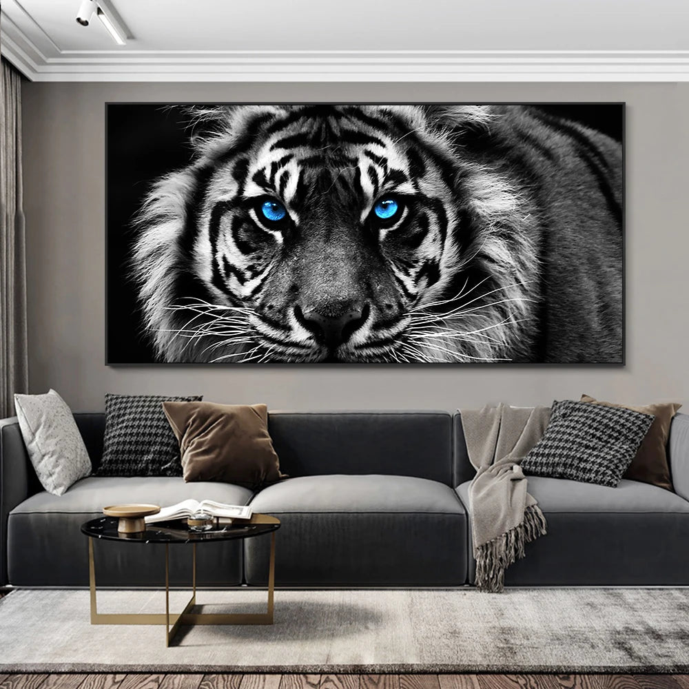 BlueStare | Moderne canvasprint met tijger in zwart-wit