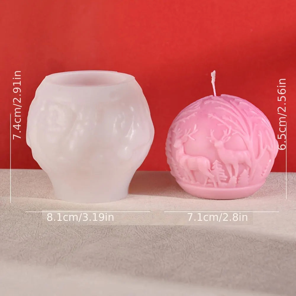 Elk Kaars | Reliëf Mal Winterbos - Feestelijke Decoratie en DIY Cadeaus