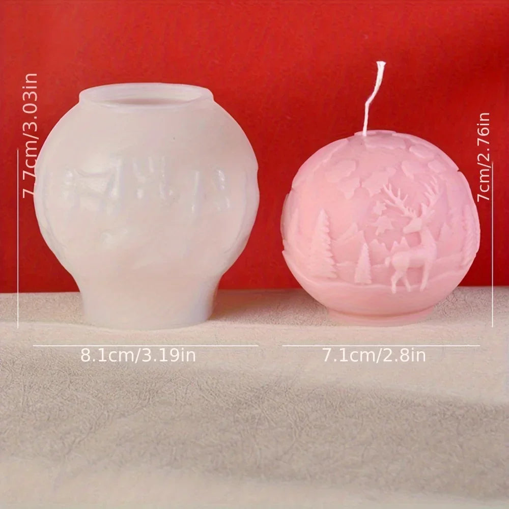 Elk Kaars | Reliëf Mal Winterbos - Feestelijke Decoratie en DIY Cadeaus