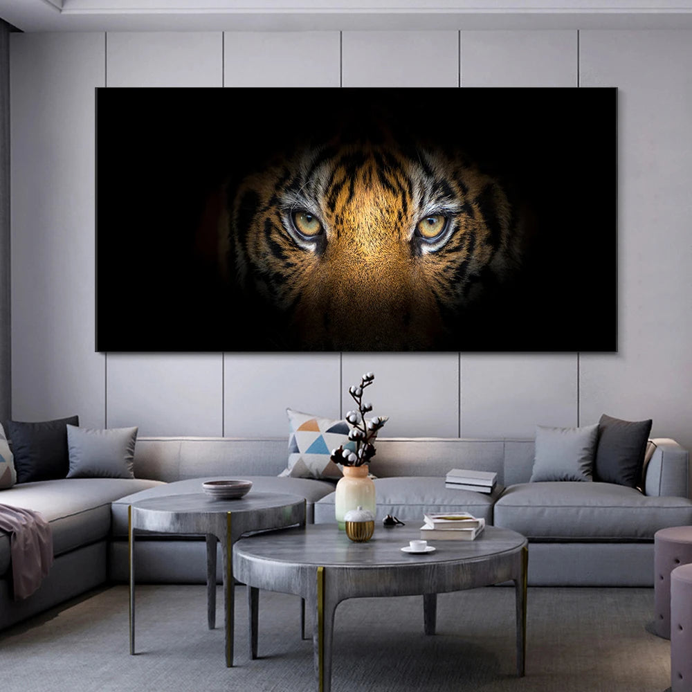 BlueStare | Moderne canvasprint met tijger in zwart-wit