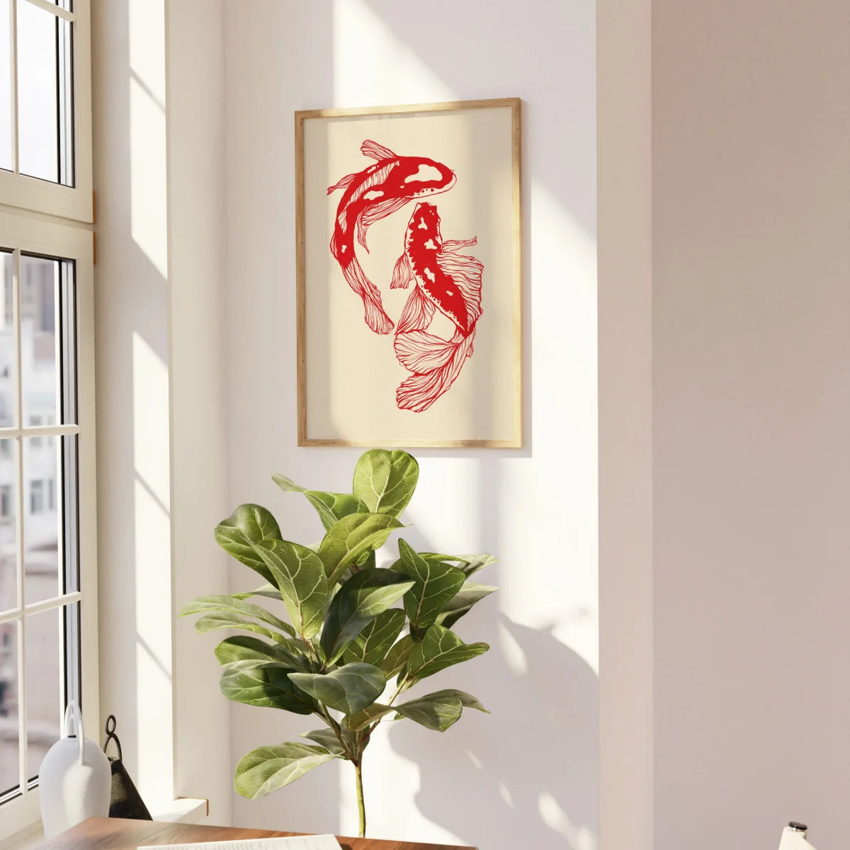 KoiBliss | Japanse Koi vis canvasposter in rood of blauw