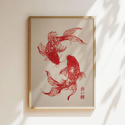 KoiBliss | Japanse Koi vis canvasposter in rood of blauw