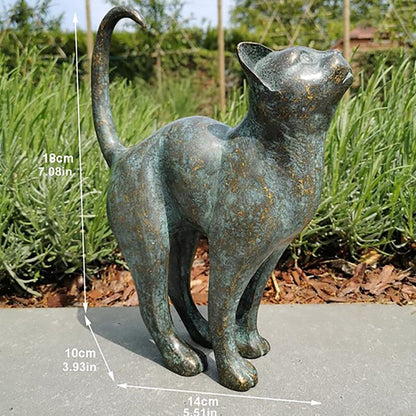 MeowAura | Hars Tuinkat Standbeeld - Weerbestendig Buitenkat Decor Ornament voor Tuin, Patio & Gazon