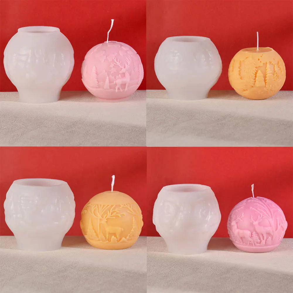 Elk Kaars | Reliëf Mal Winterbos - Feestelijke Decoratie en DIY Cadeaus