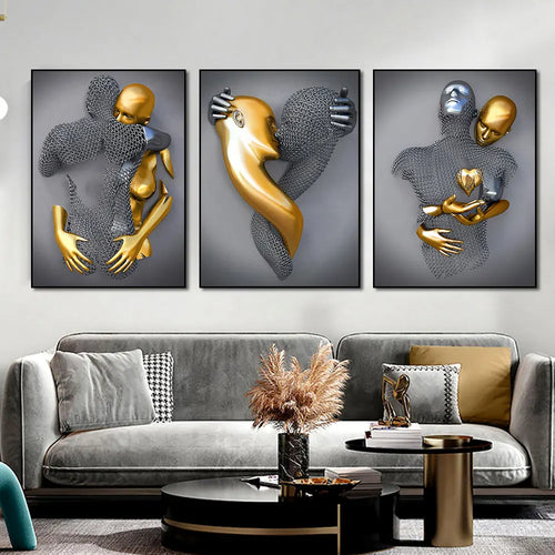 GoldenEmbrace | Abstracte romantische canvasposter