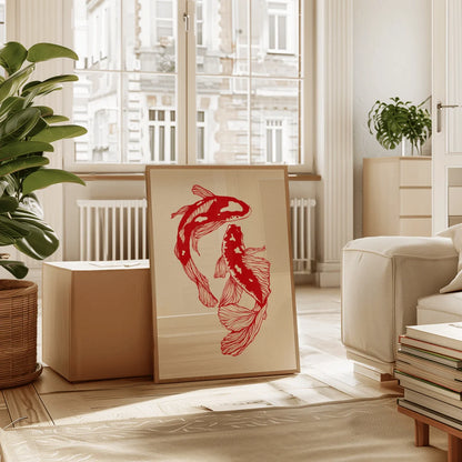 KoiBliss | Japanse Koi vis canvasposter in rood of blauw
