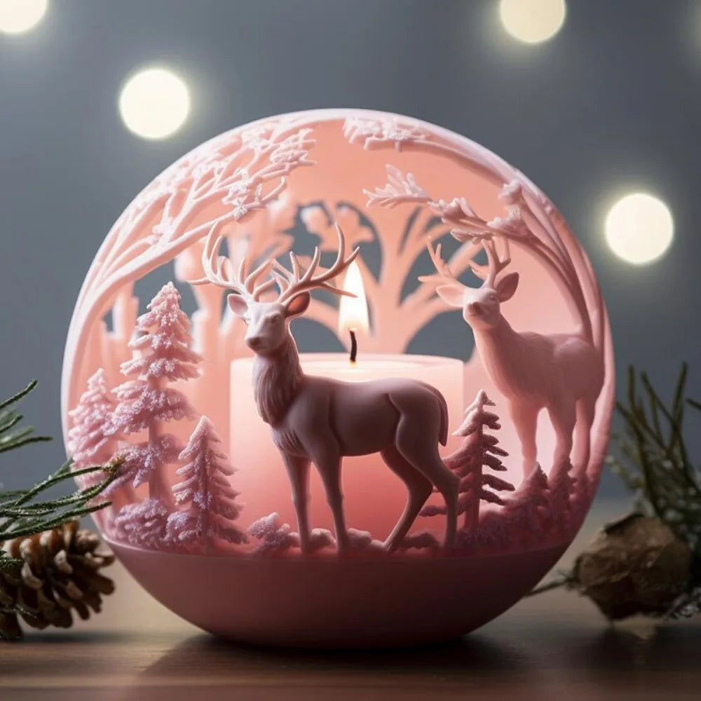Elk Kaars | Reliëf Mal Winterbos - Feestelijke Decoratie en DIY Cadeaus