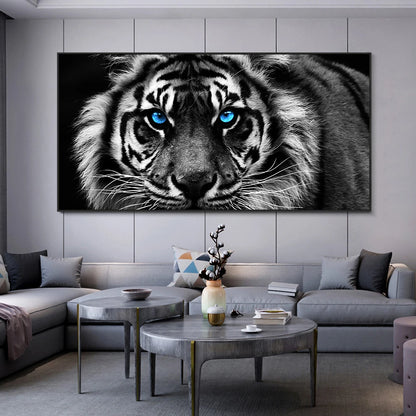 BlueStare | Moderne canvasprint met tijger in zwart-wit