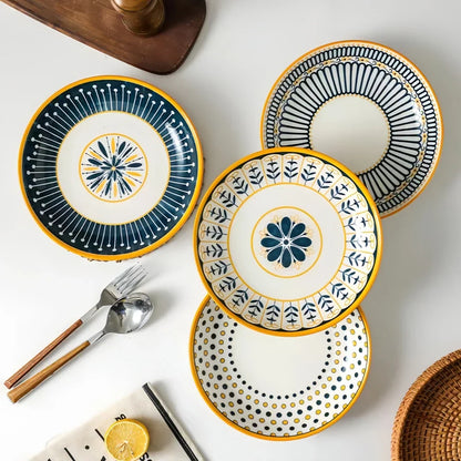 Toscaanse Bordenset | Handgeschilderd | Set van 4 | Porselein