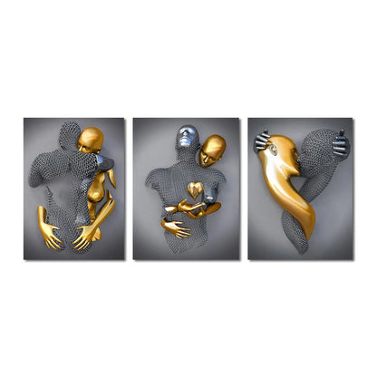 GoldenEmbrace | Abstracte romantische canvasposter