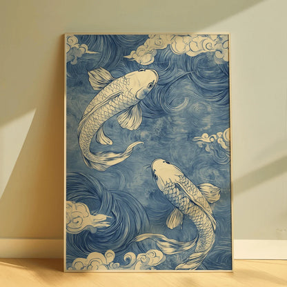KoiBliss | Japanse Koi vis canvasposter in rood of blauw