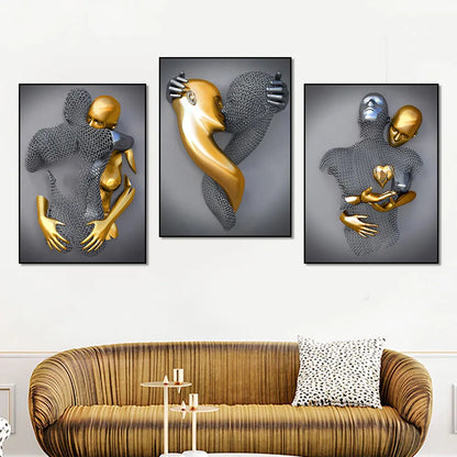 GoldenEmbrace | Abstracte romantische canvasposter